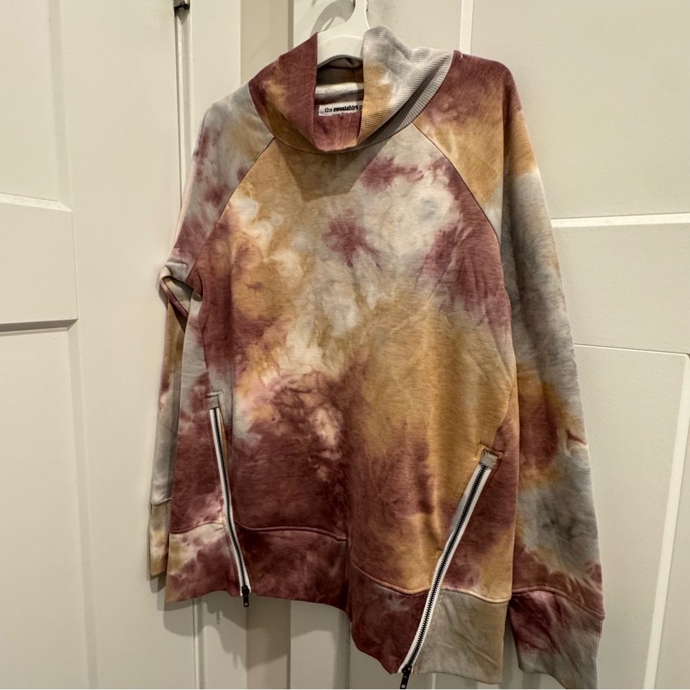 Sweatshirt Project NWT Size M Tie-Dye Zipper Detail Turtleneck Sweatshirt Top - Picture 2 of 8